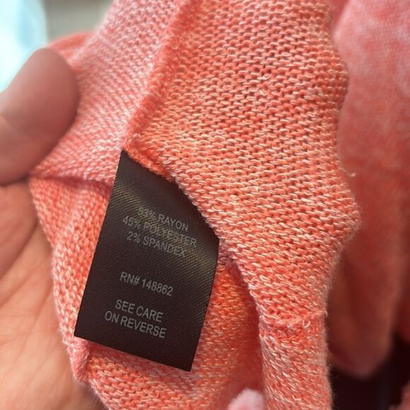 Torrid oversized knit coral/white open twist back 1/1x 3/4 sleeve - Picture 4 of 5